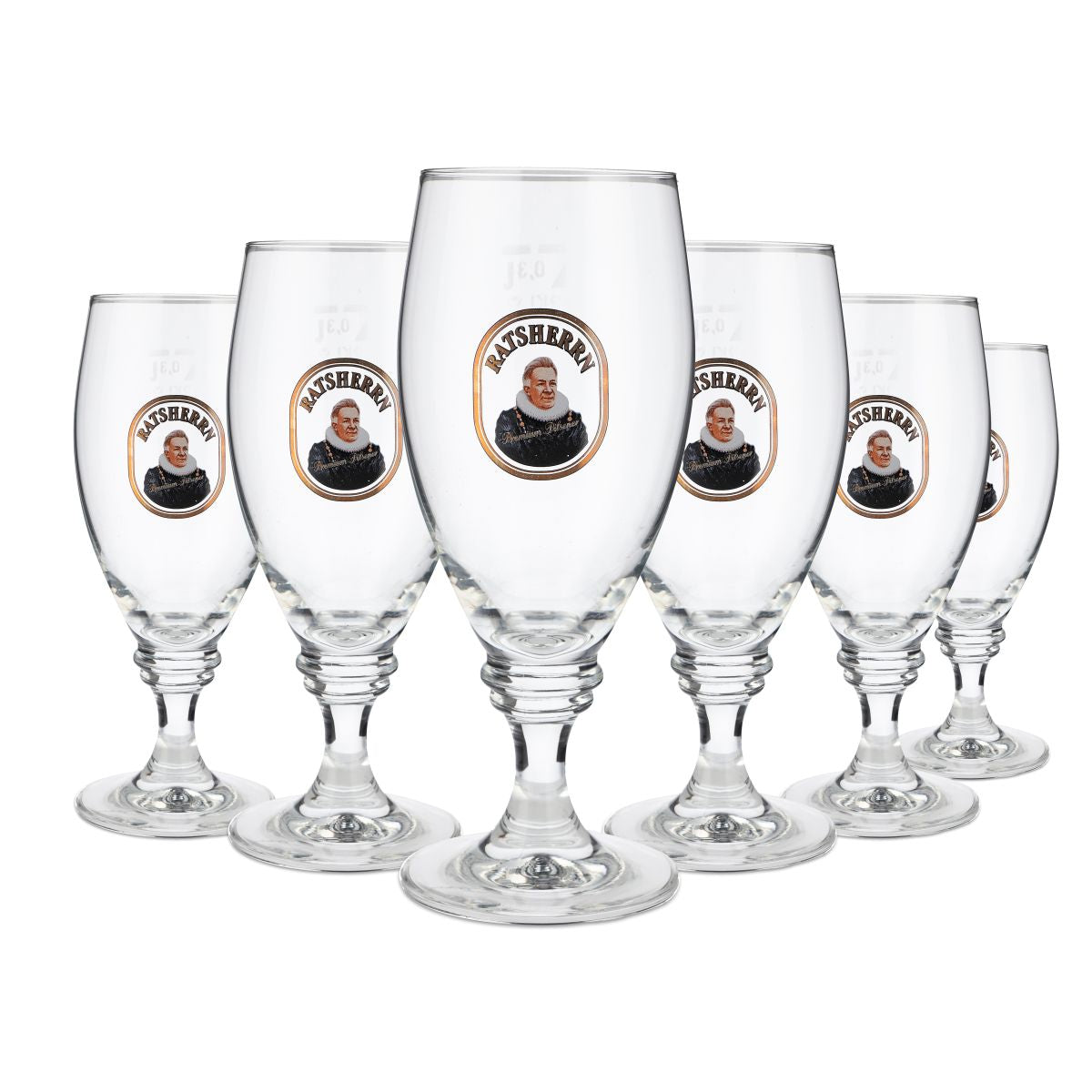 6x Ratsherrn Glas 0,3l Bier Gläser Pokalglas "alte Ausführung" Tulpe