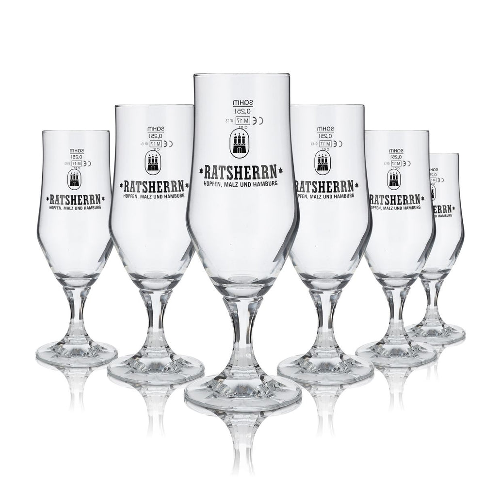 6x Ratsherrn Pils Glas Bierglas Gläser Exklusives Pokal 0,25l Hammerburg