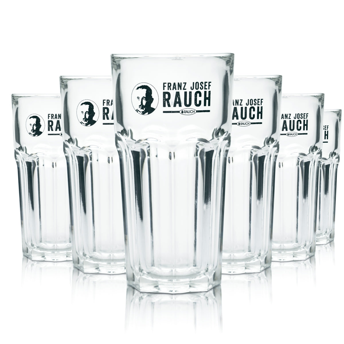 6x Rauch Glas 0,5l Saft Gläser Longdrink Tumbler Becher Franz Josef Gastro Eiche