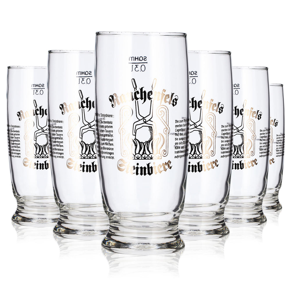 6x Rauchenfels Bier Glas 0,3l Becher Sahm Main Bierglas Willibecher