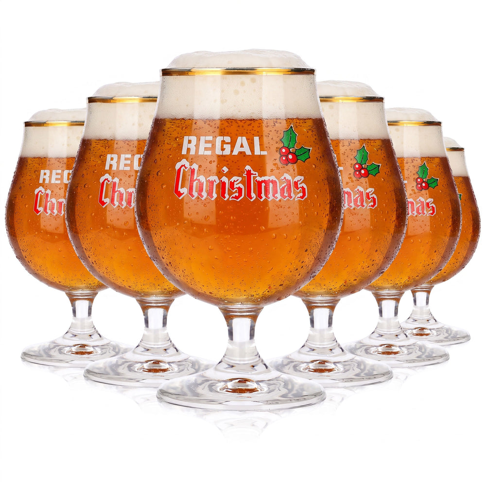 6x Regal Bier Glas 0,5l Christmas Pokal Goldrand Durobor (6er Set)
