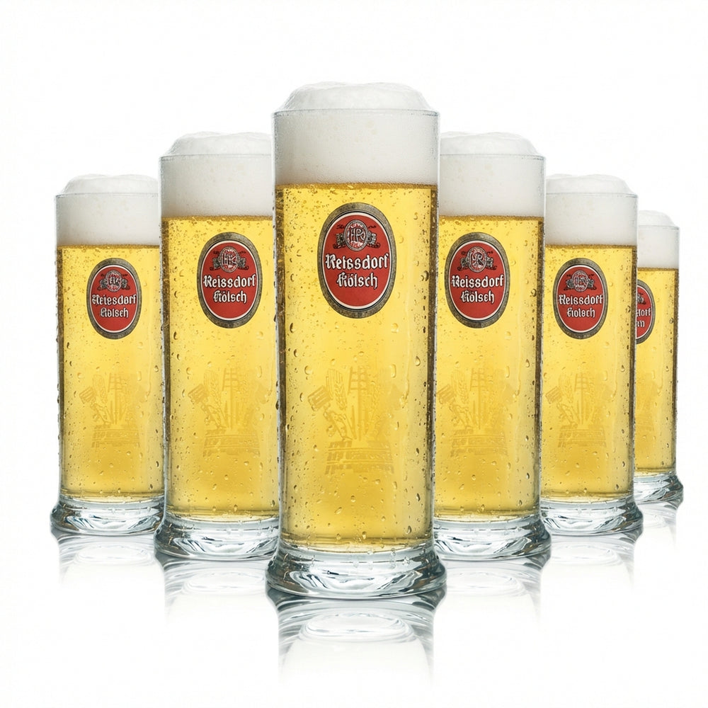 6x Reissdorf Bier Glas 0,4l Kölsch Stange Becher Gläser Köln Kölschglas Brauer