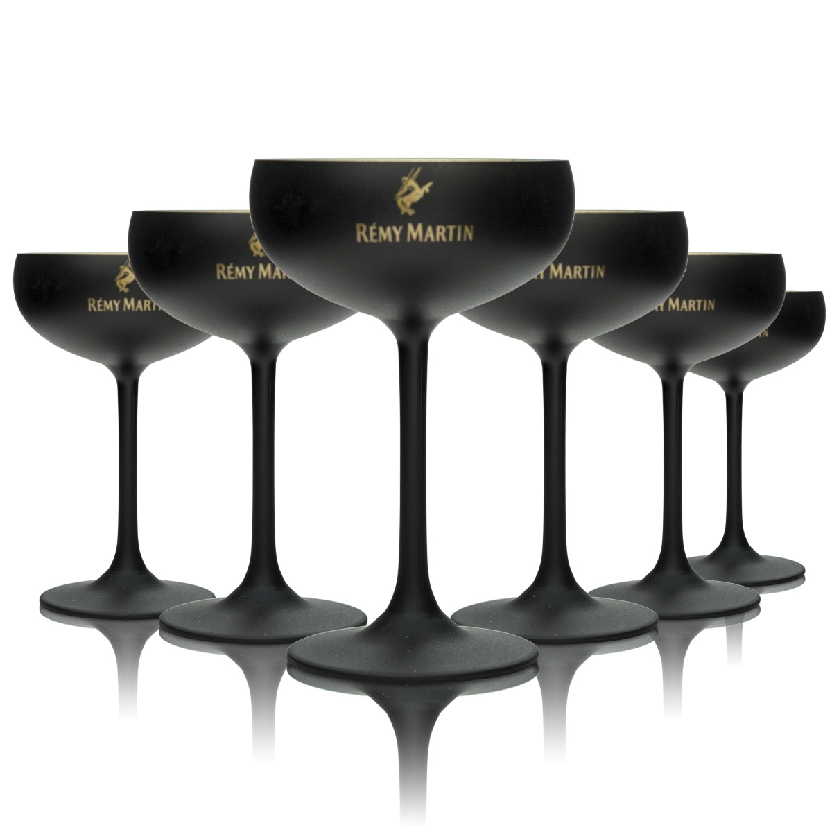 6x Remy Martin Cognac Glas Cocktailschale schwarz matt 0,1l Coupette Martini Gläser