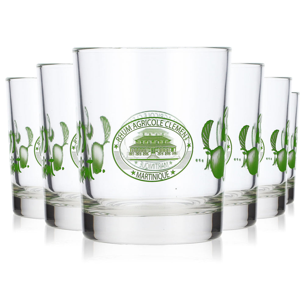 6x Rhum Clement Rum Glas Tumbler Becher 0,16l Whiskyglas Old Fashioned (6er Set)