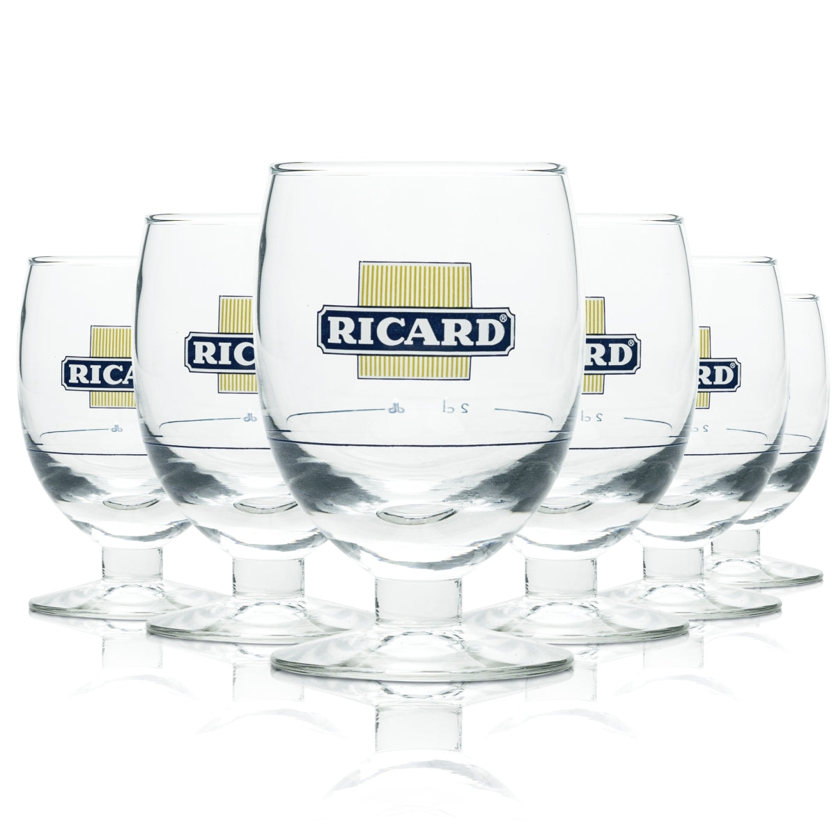 6x Ricard Likör Glas Tulpe Retro Gläser Anis Pastis Schwenker Schnaps Nosing Bar