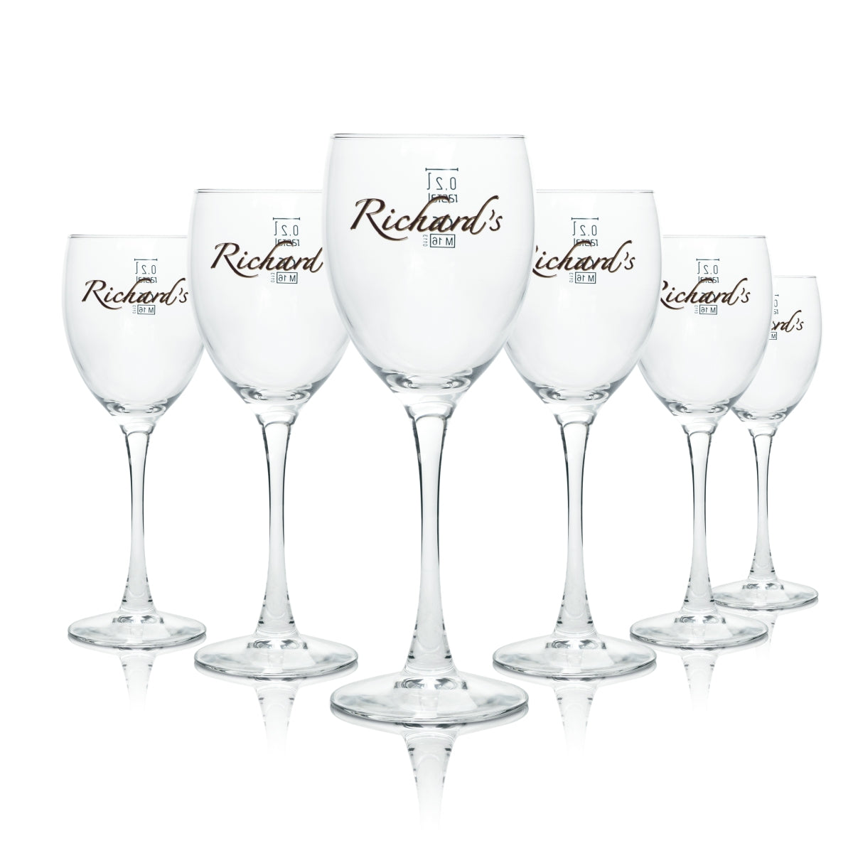 6x Richard´s Wein Glas Weißwein 0,2l Kelch Stiel Gläser Cocktail Longdrink Bar