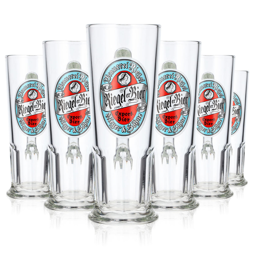 6x Riegele Bier Glas 0,25l Krug Habsburg-Seidel Sahm Bierkrug Bierglas (6er Set)