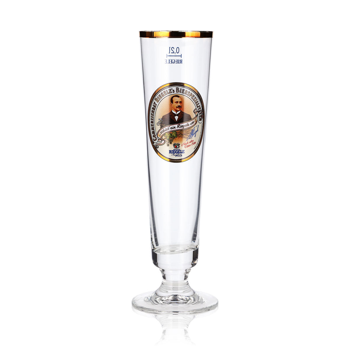 6x Riegele Bier Glas 0,2l Pokal Porträt auf Logo rc – Ansicht 2