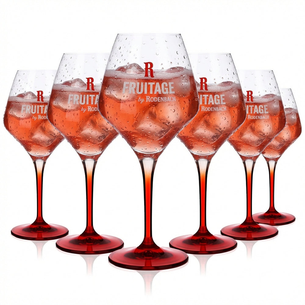 6x Rodenbach Glas Bier Gläser 0,25l Ballonglas roter Stiel Belgien "Fruitage"