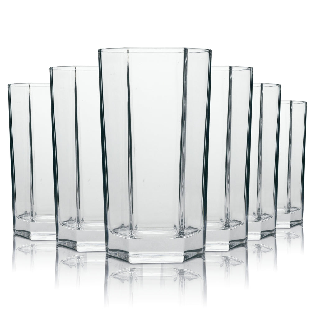 6x Roku Glas 0,3l Hexagon Kontur Longdrink Highball Cocktail Gin Tonic Gläser