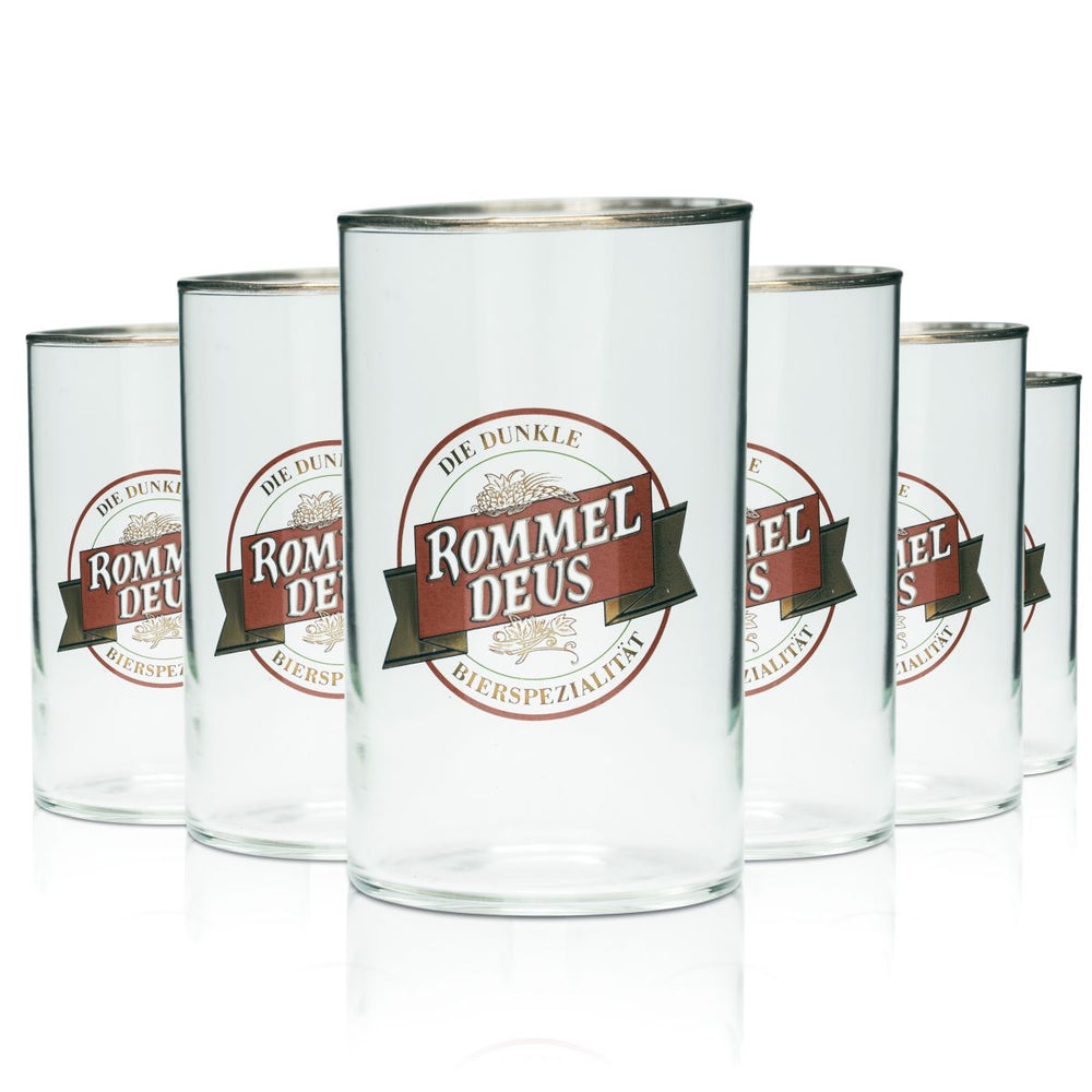 6x Rommel Deus Bierglas 0,2l Willi Becher Gläser Goldrand Brauerei Spezialität