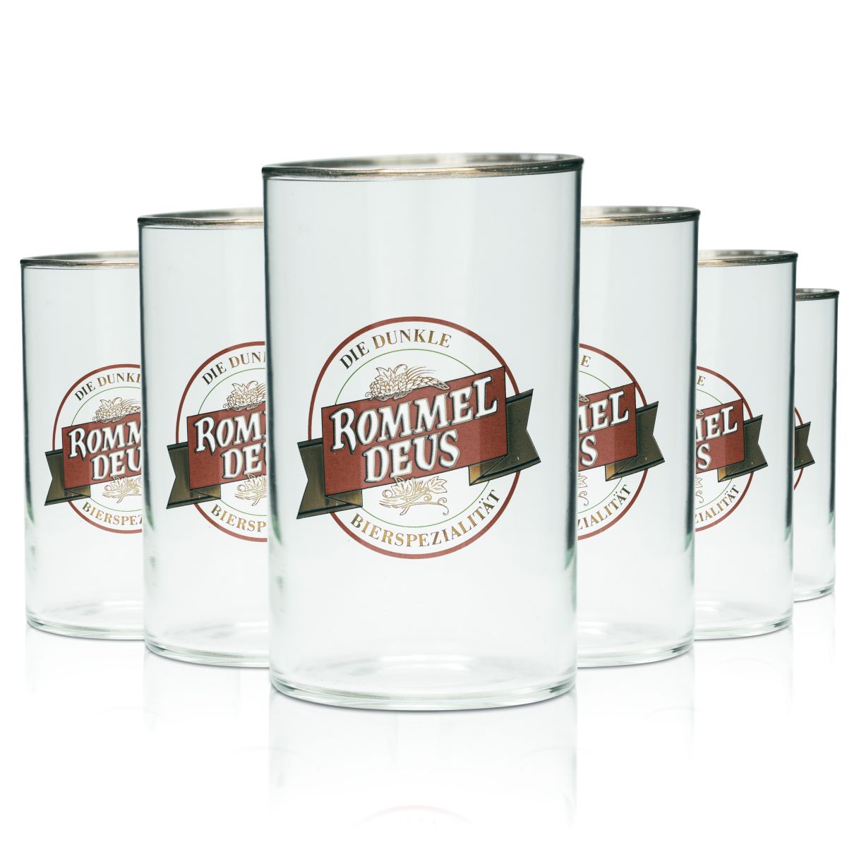 6x Rommel Deus Bierglas 0,2l Willi Becher Gläser Goldrand Brauerei Spezialität