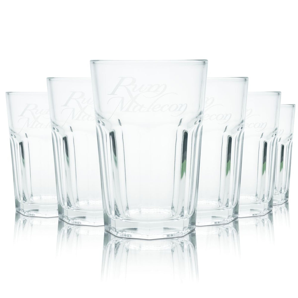 6x Ron Malecon Glas 0,33l Kontur Longdrinkglas Tumblerglas Cocktail Gläser Set