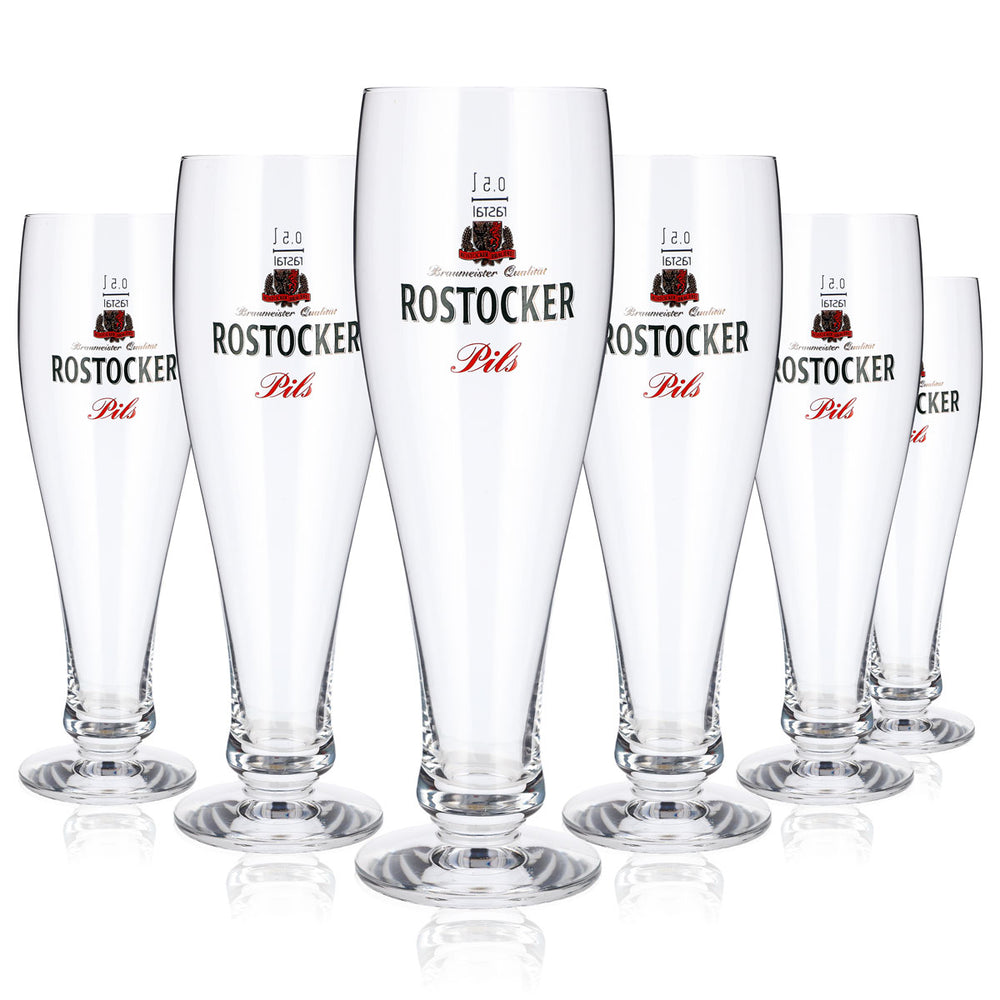6x Rostocker Bier Glas 0,5l Pokal Pils Rastal