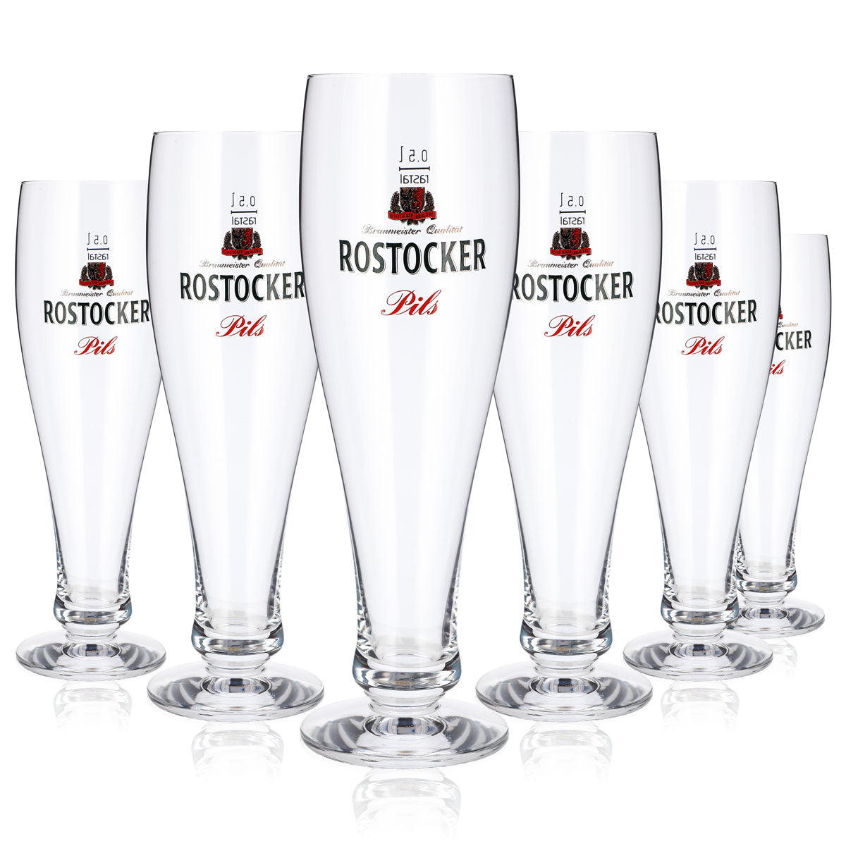 6x Rostocker Bier Glas 0,5l Pokal Pils Rastal