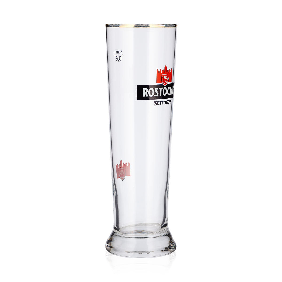 6x Rostocker Bier Glas 0,5l Pokal rotes Burg Logo Goldrand Sahm – Ansicht 3