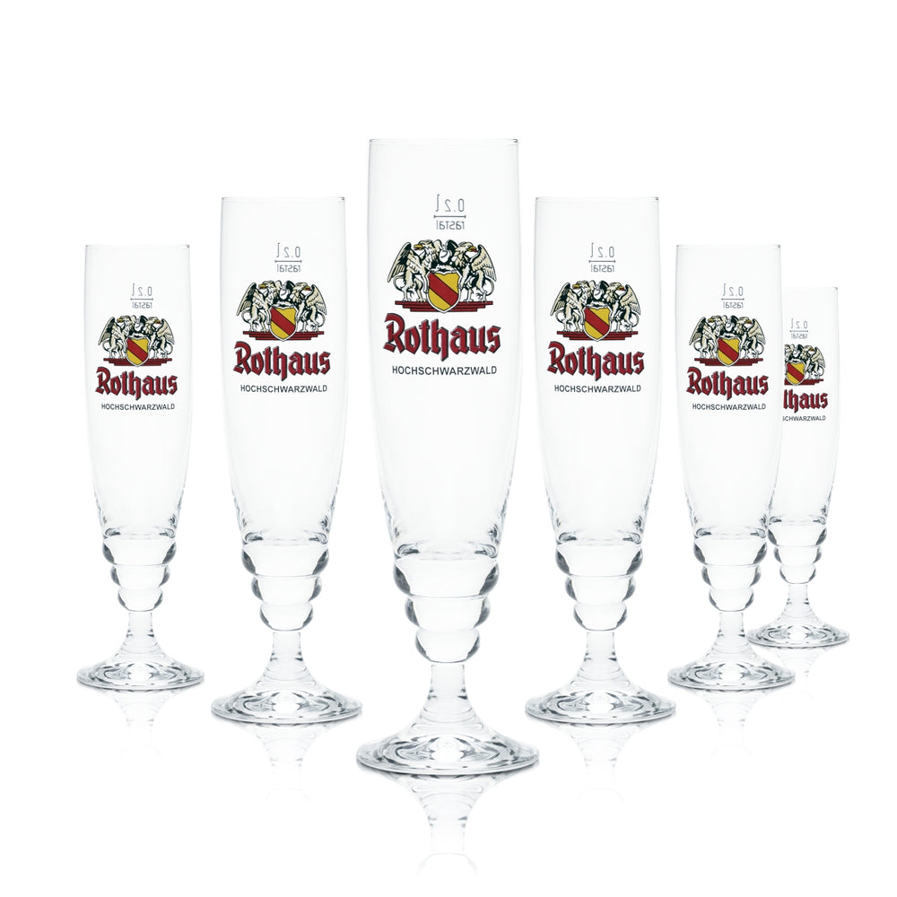 6x Rothaus Bierglas 0,2l eldes Pokalglas Pilstulpe Gläser Set Geeicht für Gastro