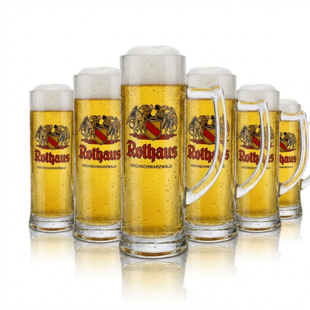 6x Rothaus Bierkrug Glas 0,3l Seidel Humpen Tannenzäpfle Badische Brauerei