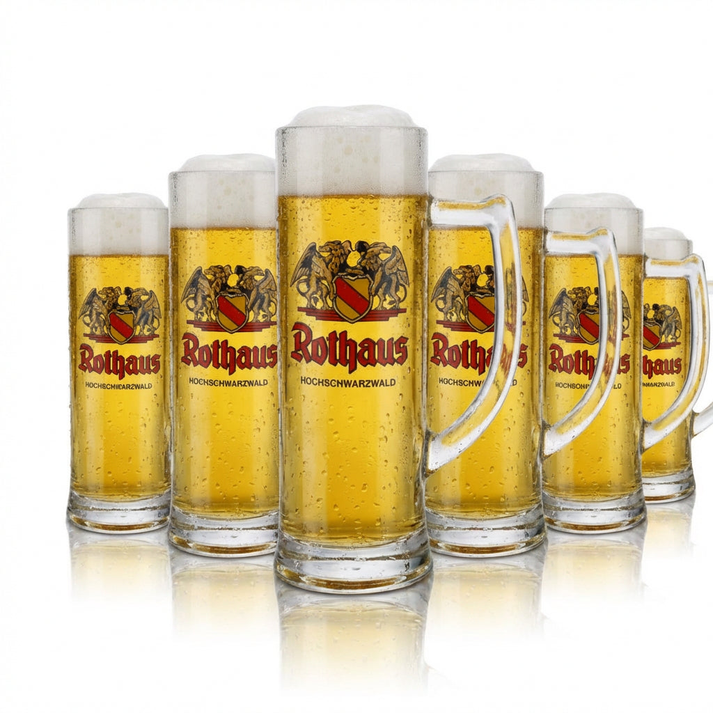 6x Rothaus Bierkrug Glas 0,3l Seidel Humpen Tannenzäpfle Badische Brauerei