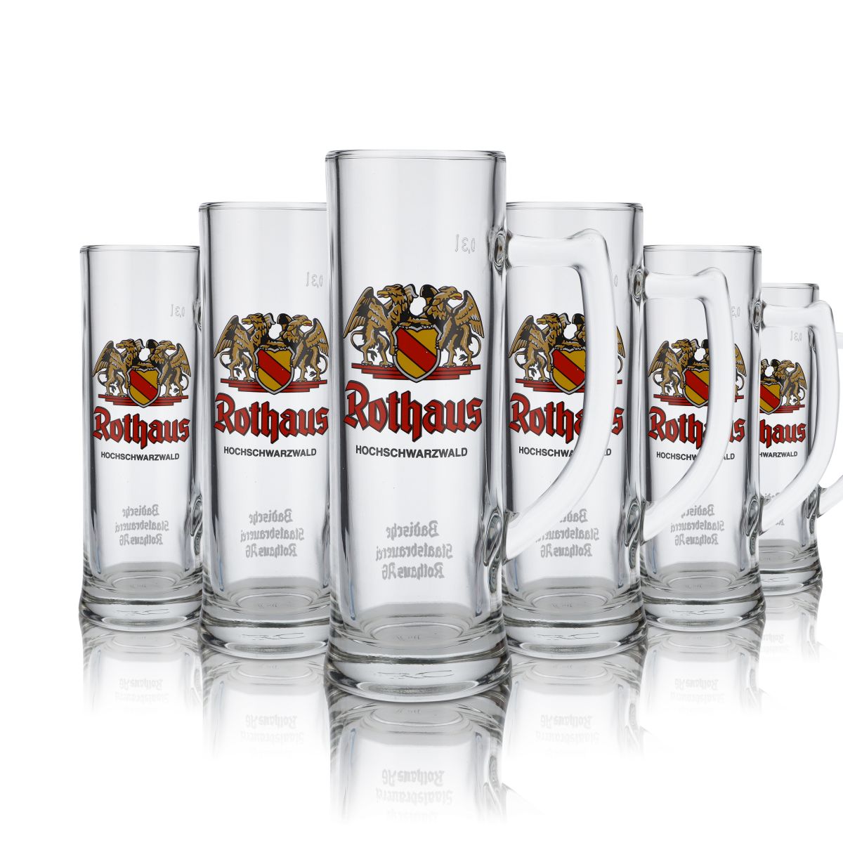 6x Rothaus Bierkrug Glas 0,3l Seidel Humpen Tannenzäpfle Badische Brauerei – Ansicht 2