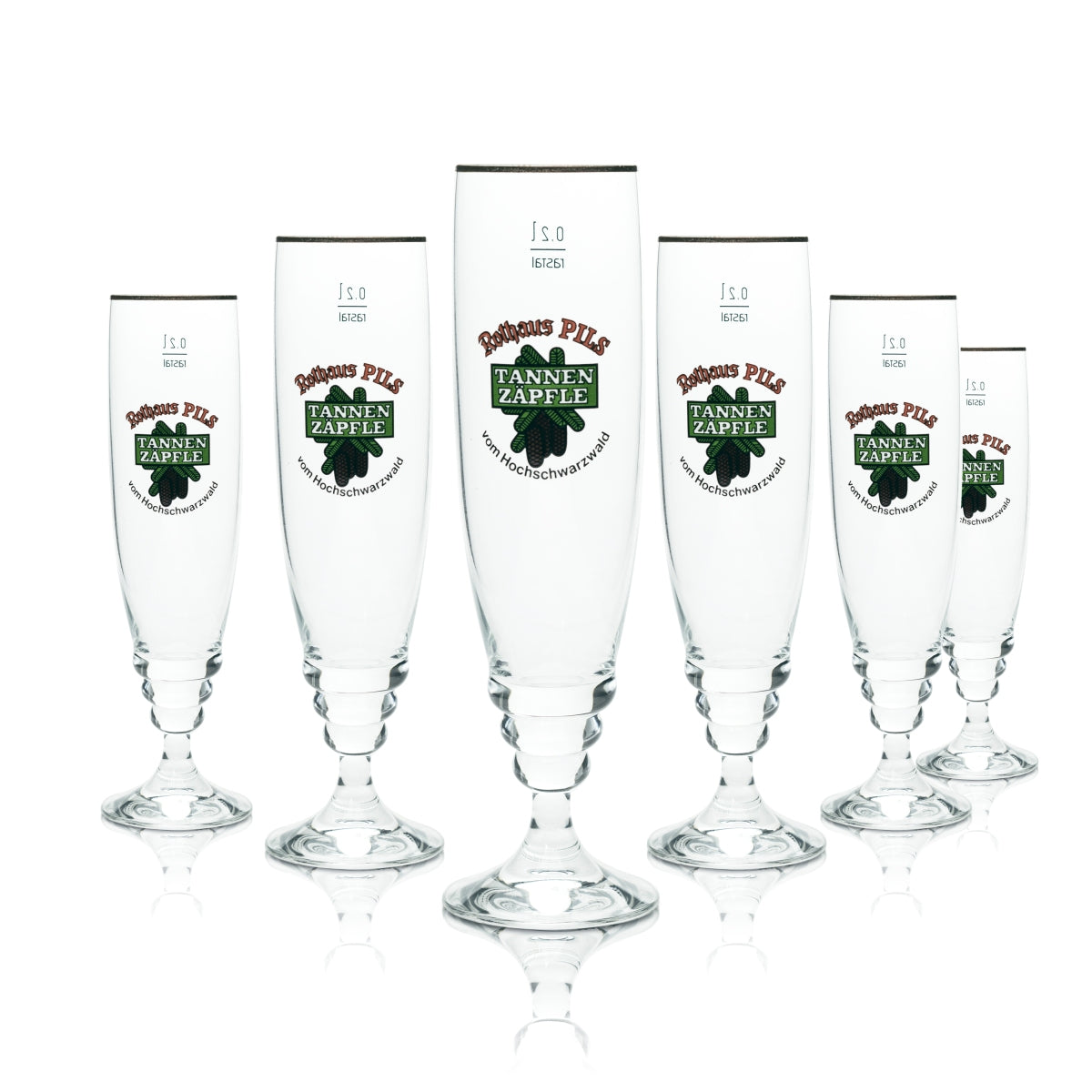 6x Rothaus Glas 0,2l Exklusiv Tannenzäpfle Bier Pokal Gläser Set Staatsbrauerei Baden – Ansicht 3