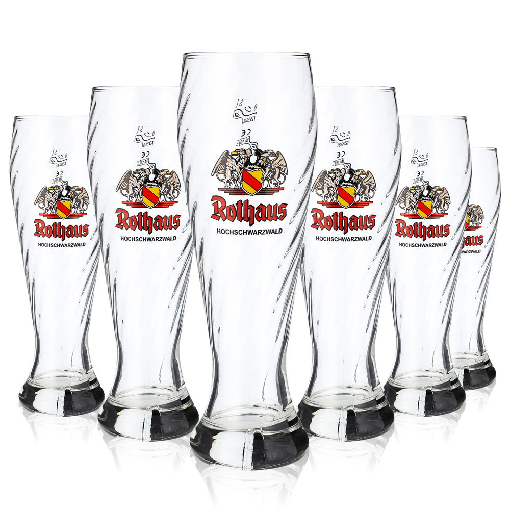 6x Rothaus Weißbierglas 0,5l edles Relief-Kontur Gläser Set geeicht für Gastronomie