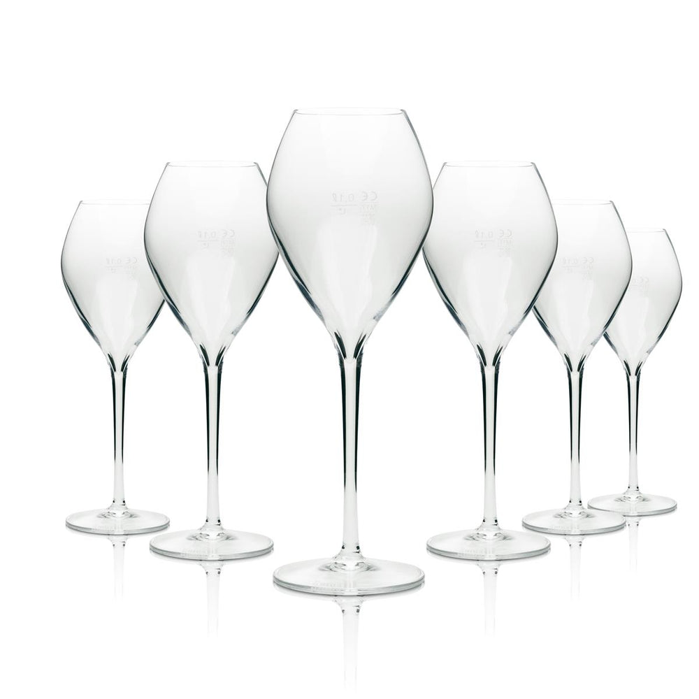 6x Ruinart Champagner Glas Flöte mit Schrift auf Sockel