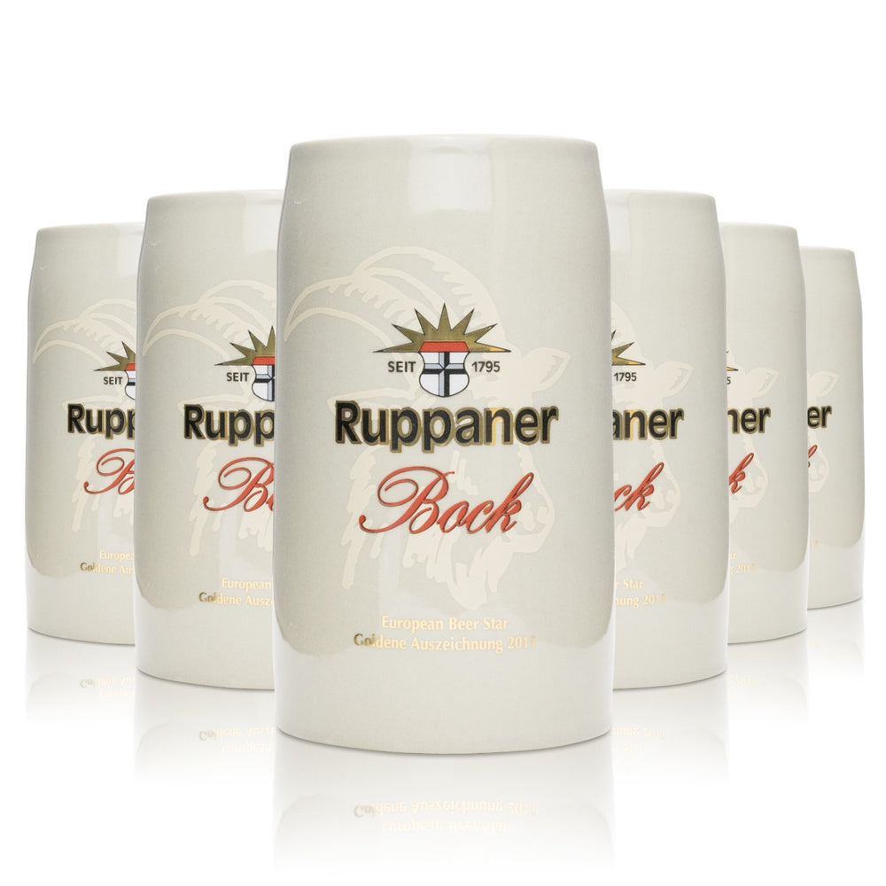 6x Ruppaner Bier Glas Porzellan Krug 500ml