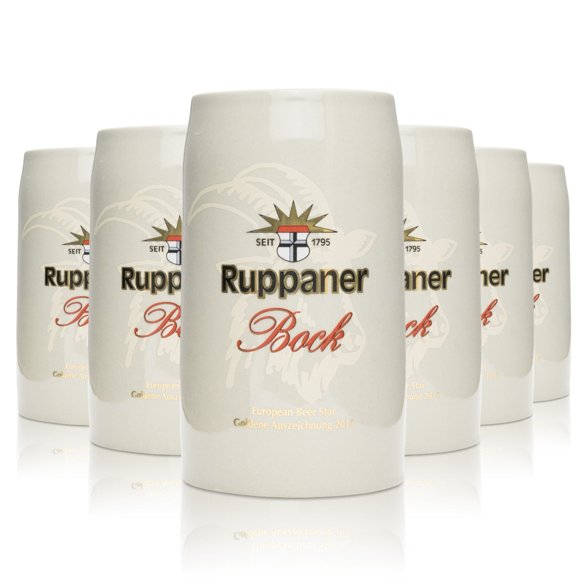 6x Ruppaner Bier Glas Porzellan Krug 500ml