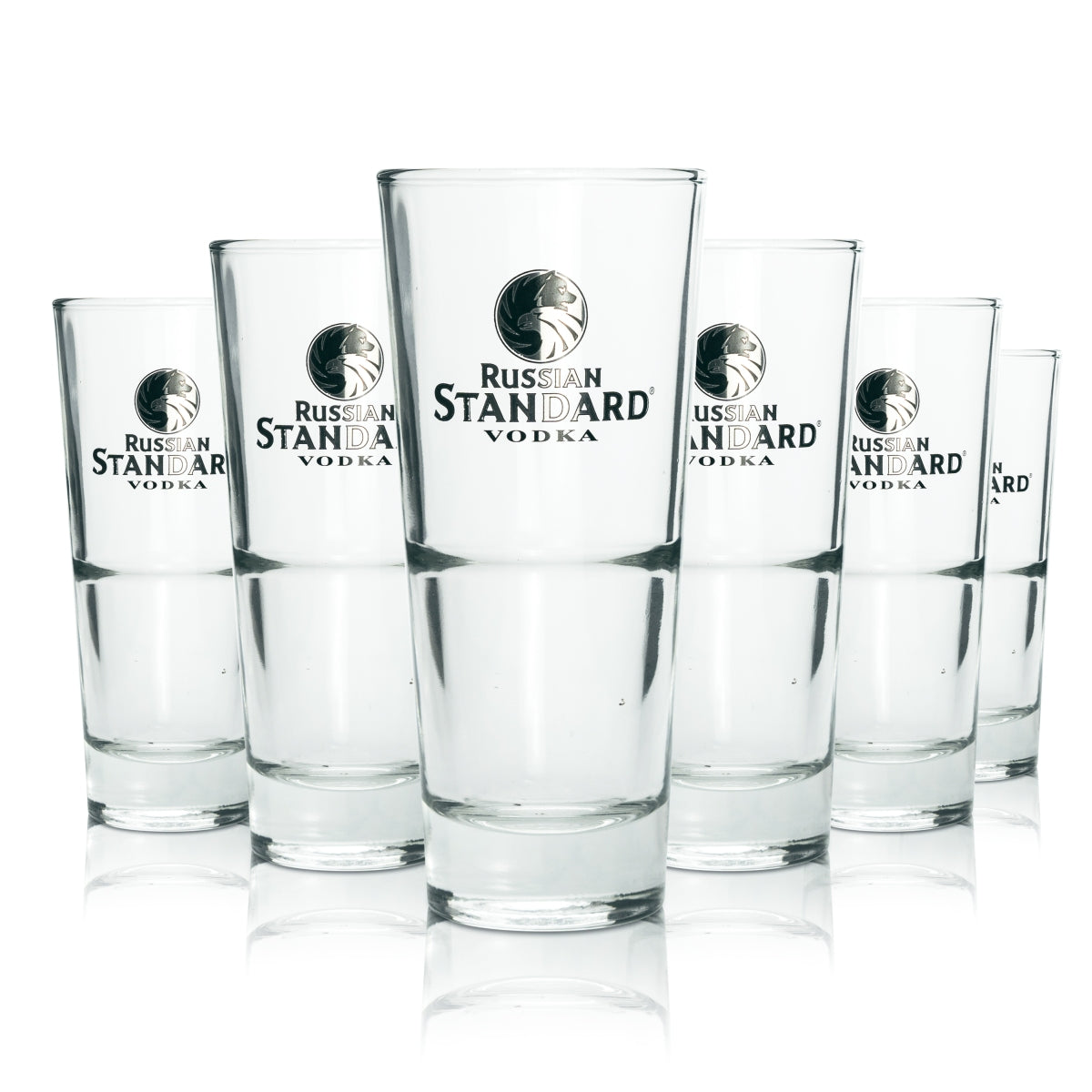 6x Russian Standard Glas 0,3l Longdrink Cocktail Gläser Stapelbar Gastro Bar