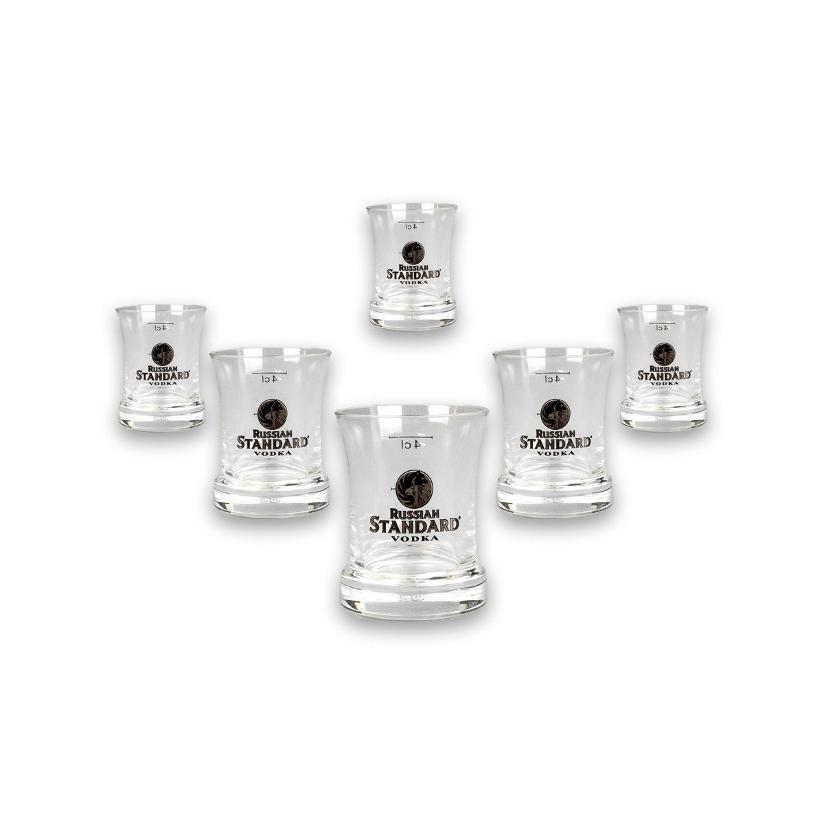 6x Russian Standard Vodka Glas Shotglas 4cl