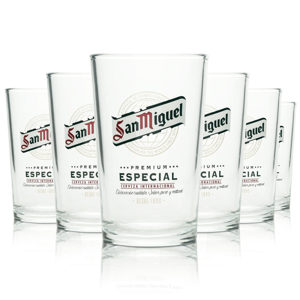 6x San Miguel Bier Glas 0,2l Becher Especial Beer Gläser Espresso Cervaza Tumbler