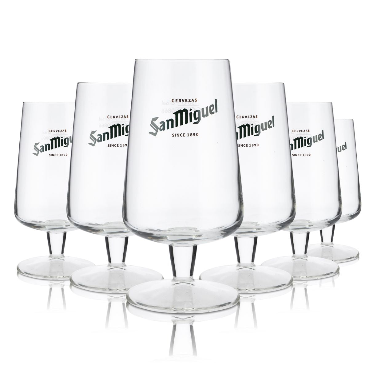 6x San Miguel Glas 0,3l Pokal Tulpe Cerveza Gläser Spanien Brauerei International – Ansicht 3