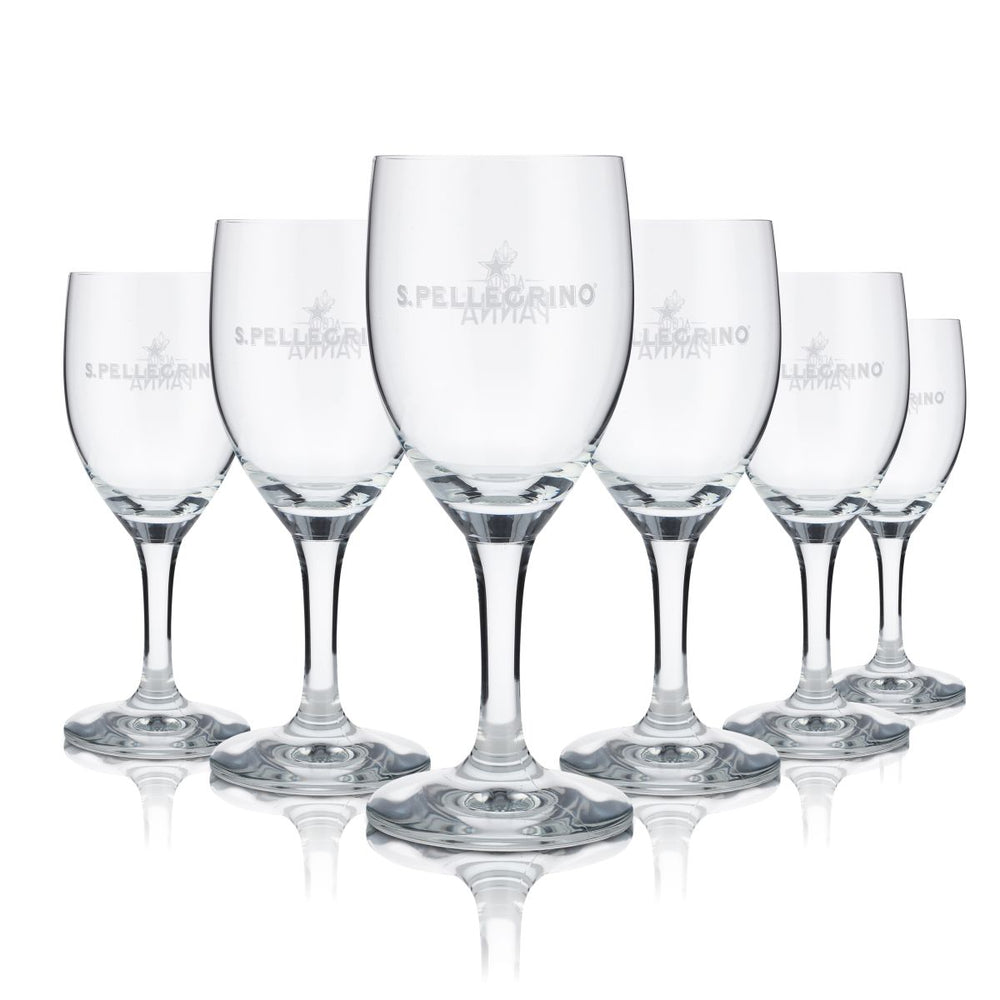 6x San Pellegrino Glas 0,21l Kelch Gläser Set Acqua Panna Mineralwasser Sprudel