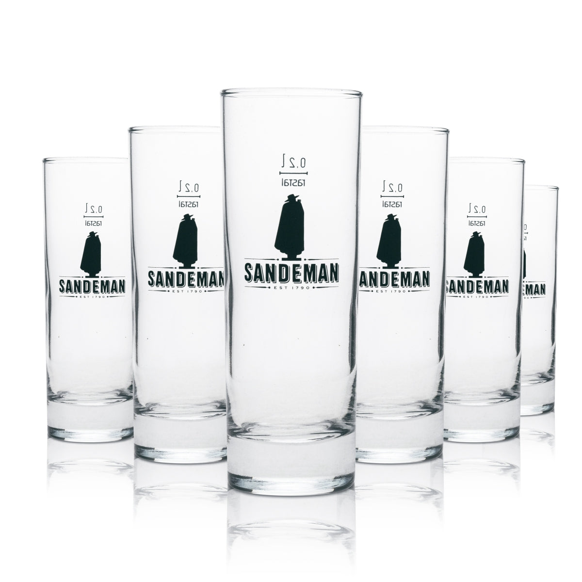 6x Sandeman Wein Glas Longdrinkglas 200ml schwarzes Logo