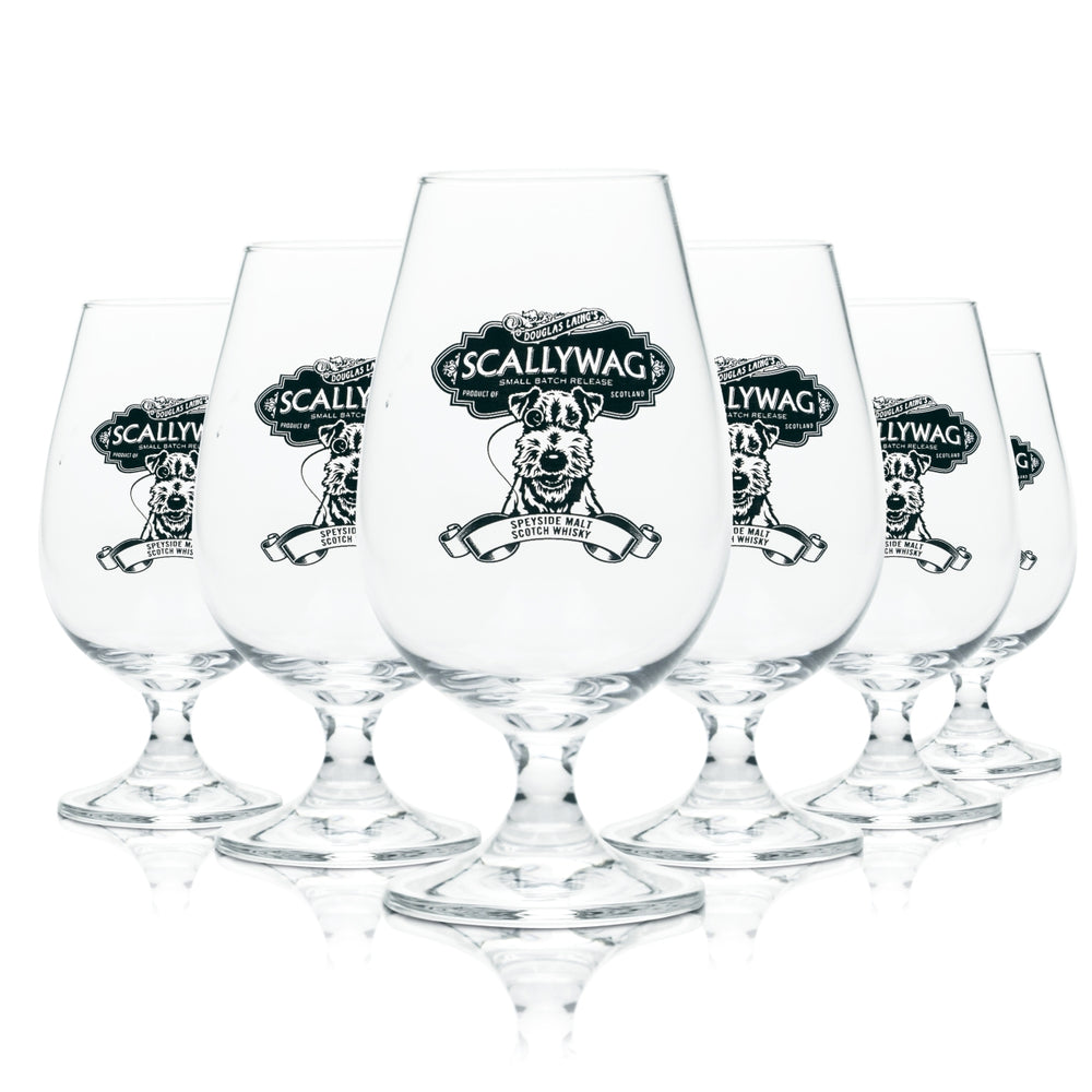6x Scallywag Glas 0,17l Tasting Nosing Gläser Scotch Whisky Douglas Laing Destil