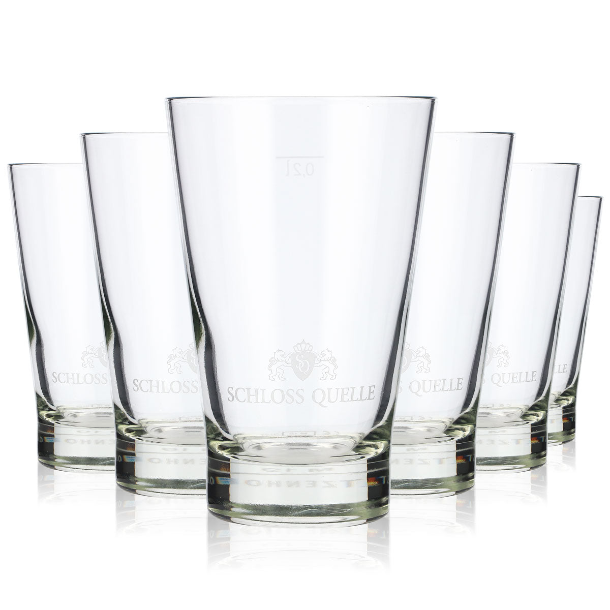 6x Schloss Quelle Wasser Glas 0,2l Wassergläser Becher V-Form