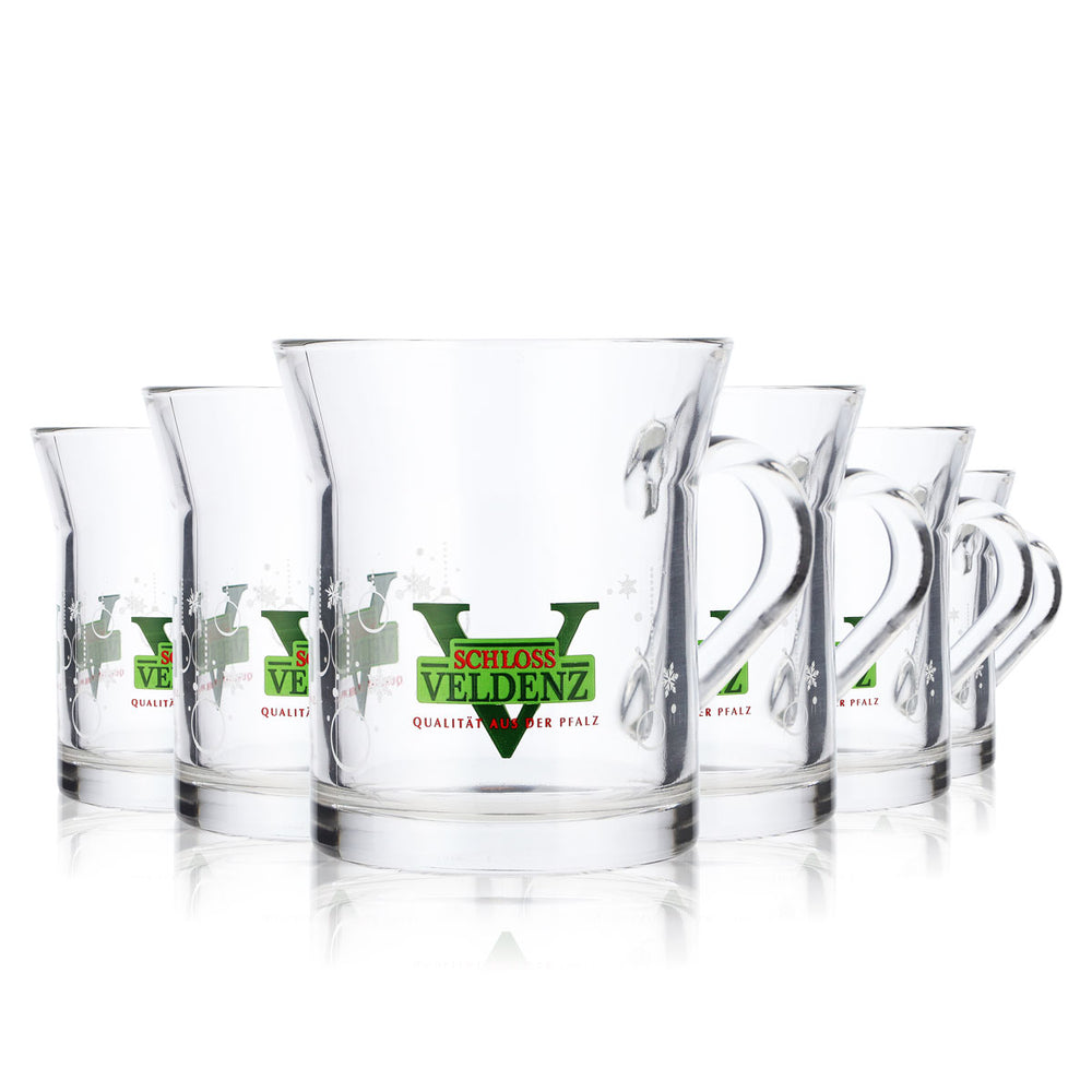6x Schloss Veldenz Saft Glas 0,32l Krogtasse Glühweintasse Weihnachtstasse