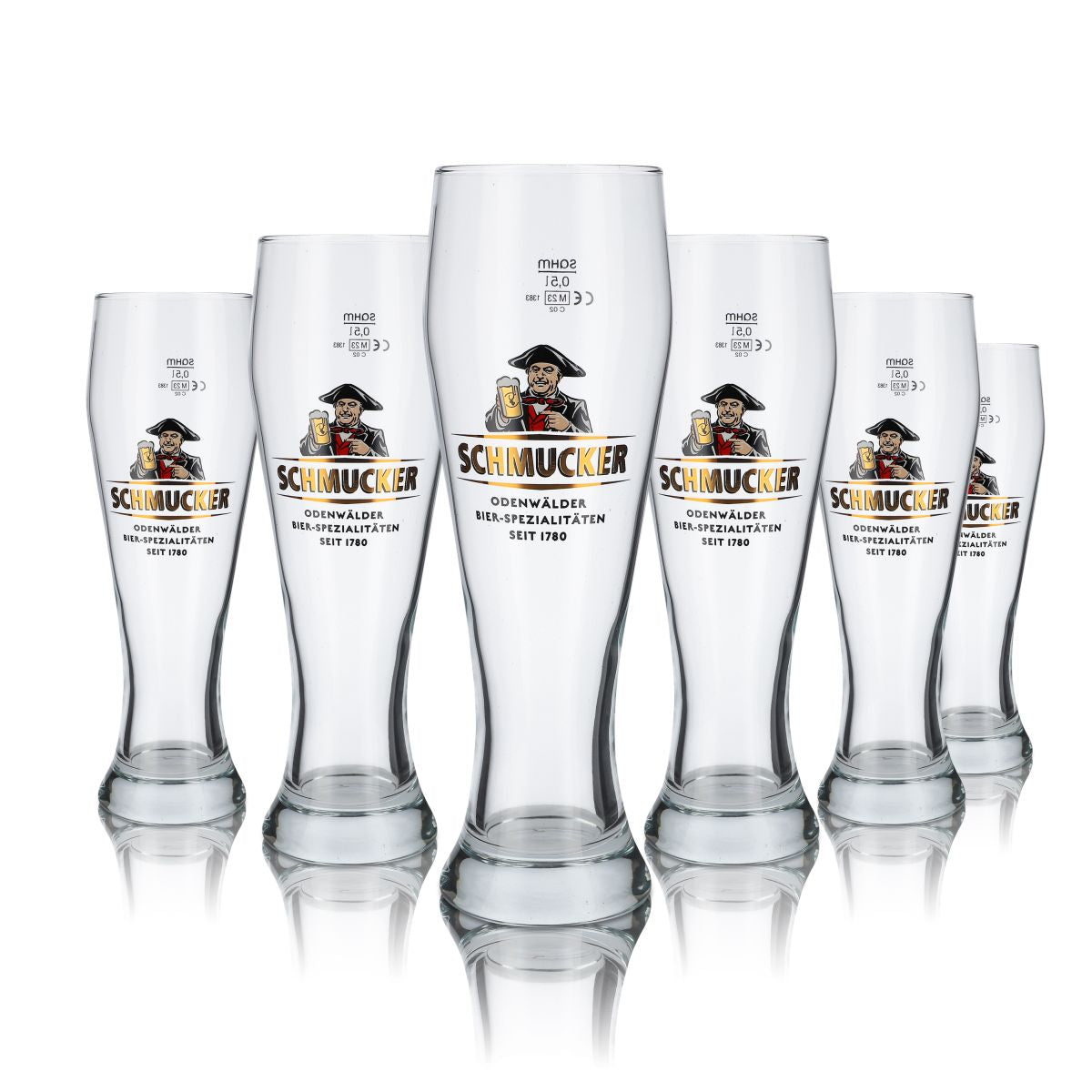 6x Schmucker Glas 0,5l Weißbierglas Hefeweizen Gläser Set Odenwälder Brauerei