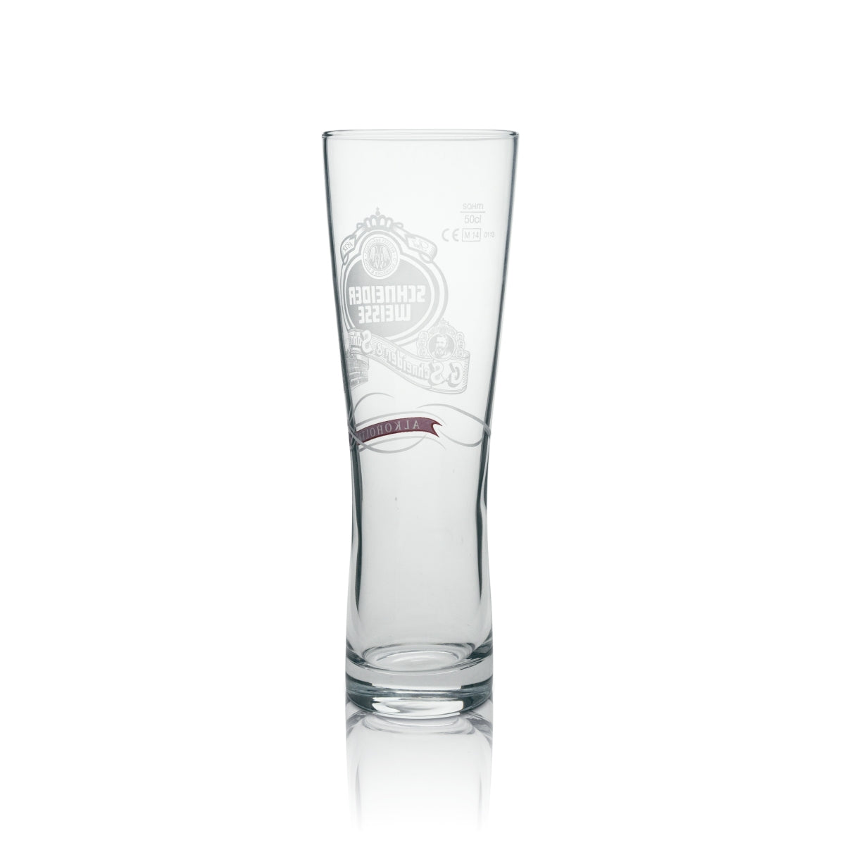 6x Schneider Weisse Bier Glas Weißbier Alkoholfrei rote Schrift quer 0,5l Sahm – Ansicht 3