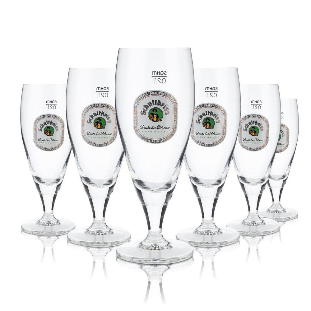 6x Schultheiss Glas 0,2l Bier Gläser Pokal Lager Riva Deutsches Pilsener