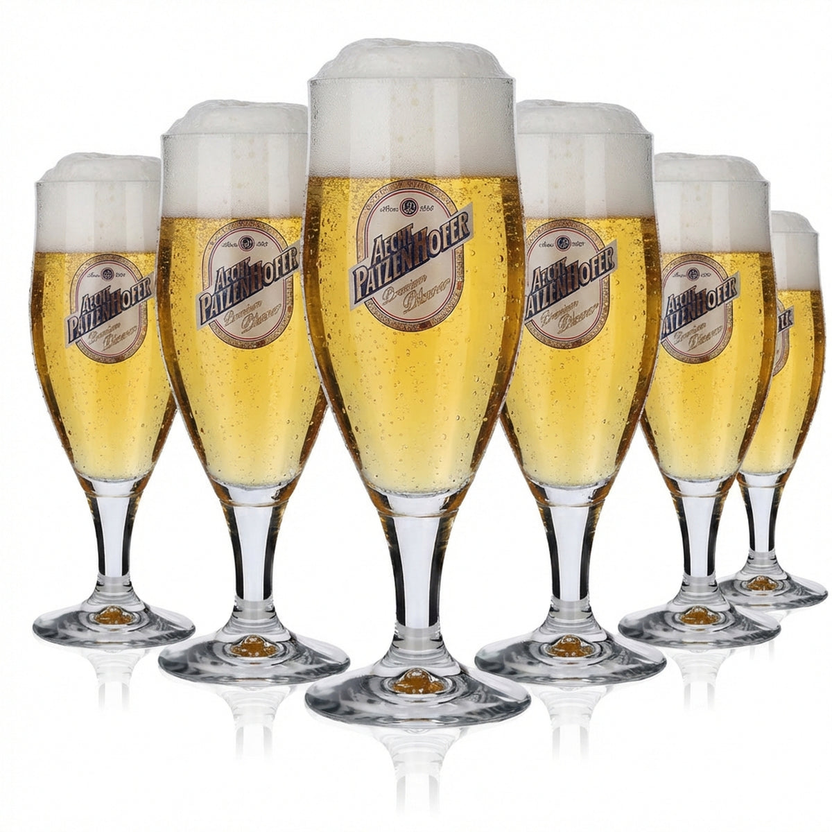6x Schultheiss Glas 0,3l Lager Gläser Aecht Patzenhofer Bierglas Pokal