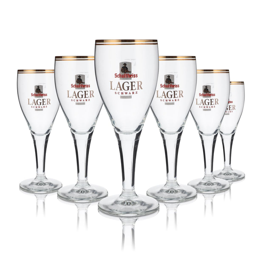 6x Schultheiss Lager Glas 0,3l Biergläser Pokalglas Lager Schwarz