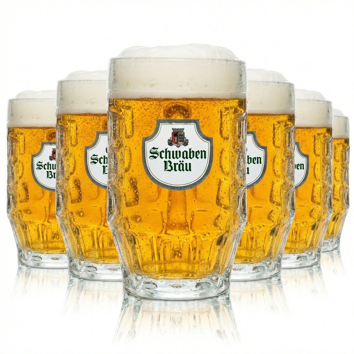 6x Schwaben Bräu Bier Glas 0,5l Krug Rastal Seidel Henkel Gläser Brauerei Beer