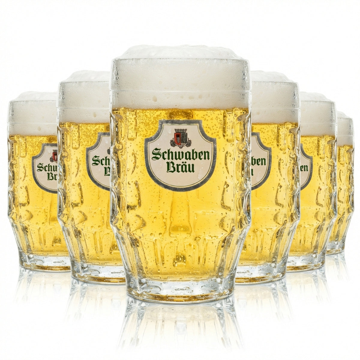6x Schwaben Bräu Bier Glas 0,5l Krug Seidel Gläser Henkel Krüge Brauerei Beer