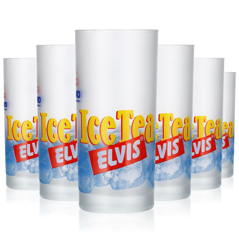 6x Schwaben Bräu Saft Glas 0,2l Becher Ice Tea Elvis Frosted