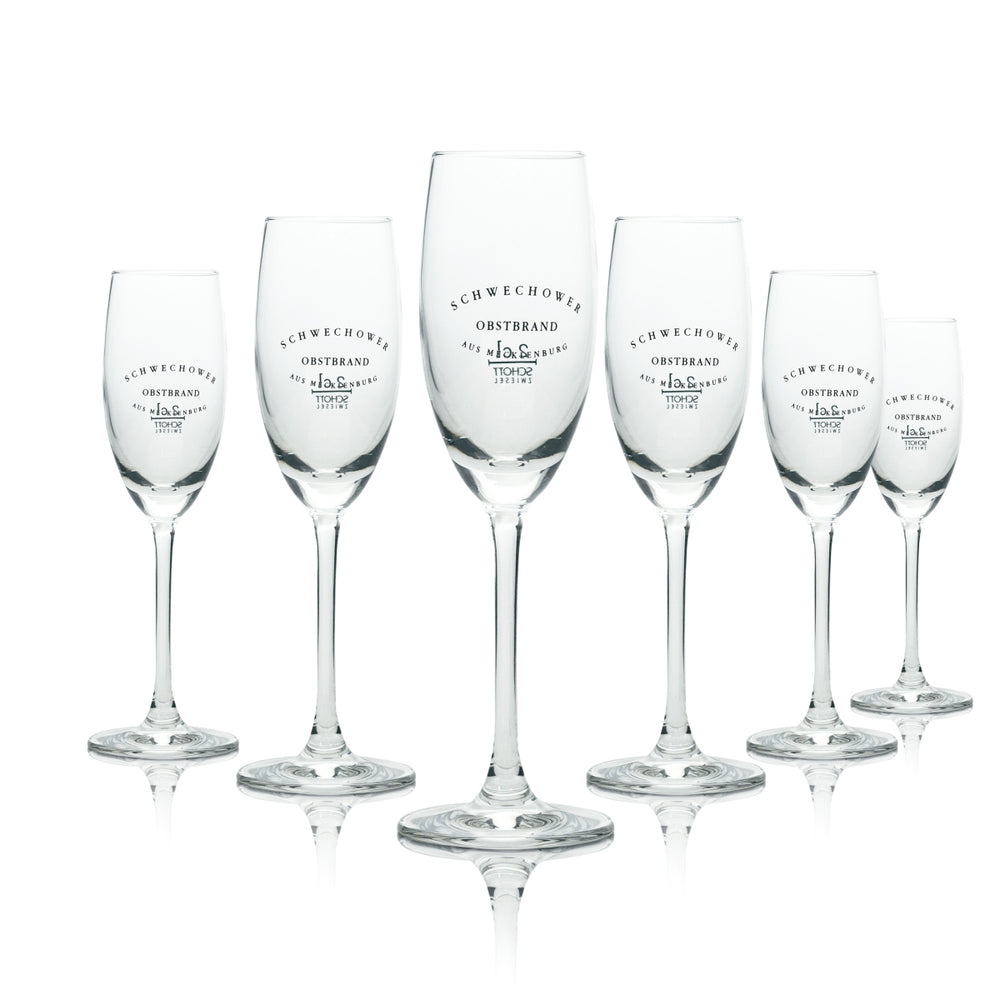 6x Schwechower Obstbrand Glas Schnaps Kurze Gläser 2cl Flöte Nosing Tasting