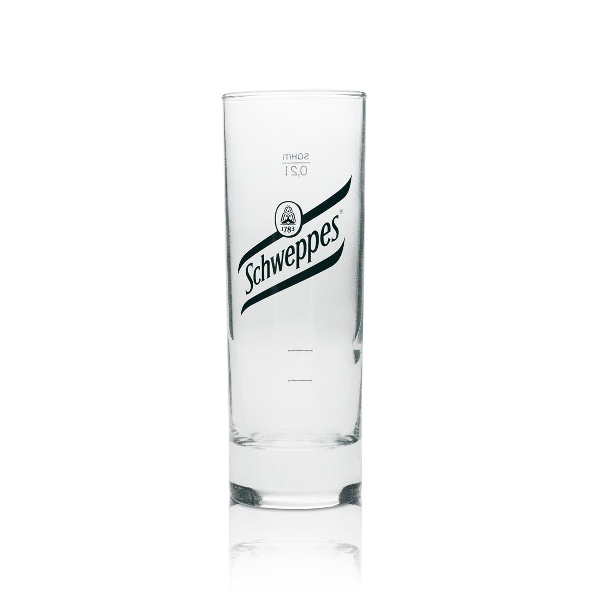 6x Schweppes Softdrink Glas Longdrink schwarzes Logo 200ml – Ansicht 2
