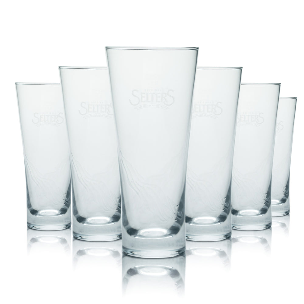 6x Selters Glas 0,2l Becher Gläser Mineral Wasser Sprudel Soda Spritz Sekt Eiche