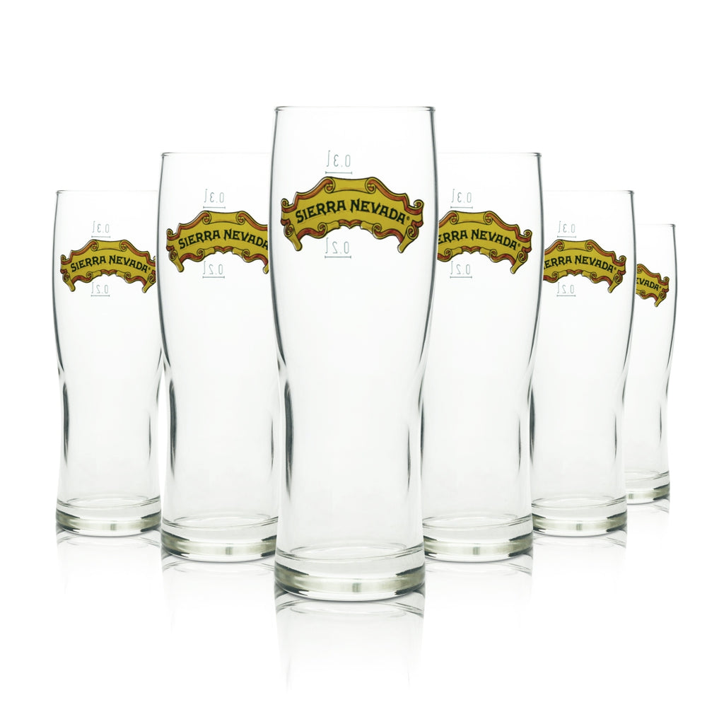 6x Sierra Nevada Bier Glas 0,3l Becher American Pint Gläser Beer Cup Craft Texas